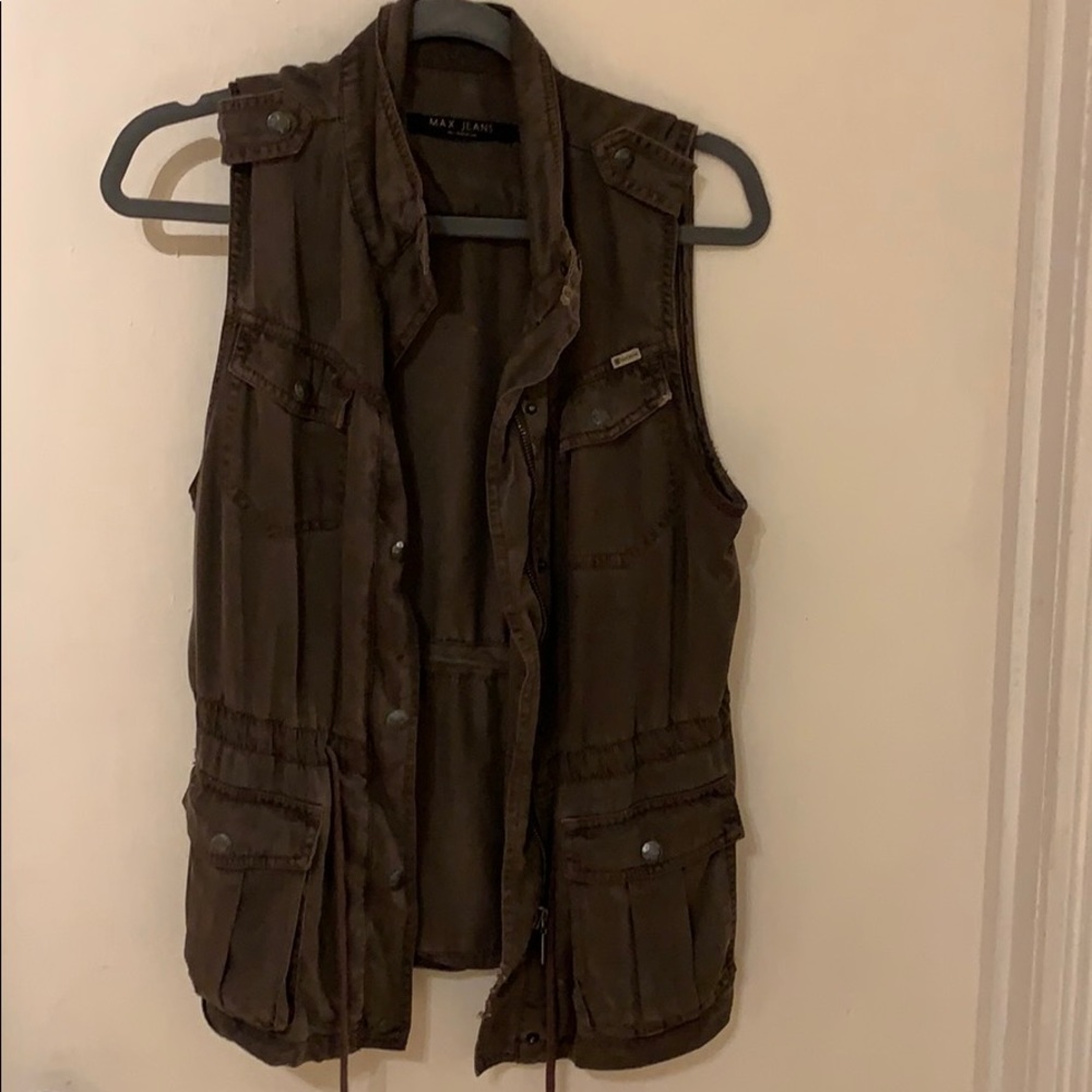 Max Jeans utility vest/soft cotton, dark olive